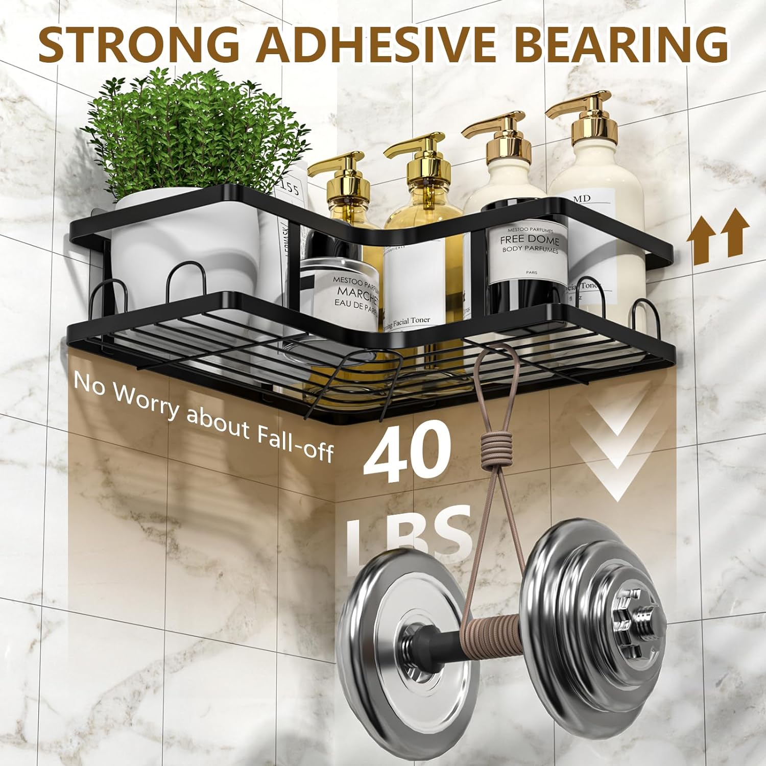 Set Of 5 Mesh Shower Shelves, Multipurpose Wall Storage Racks, Stainless Steel Bathroom Corner Baskets, Shower Basket for Hanging, Shampoo, Shower Gel, Soap Holder