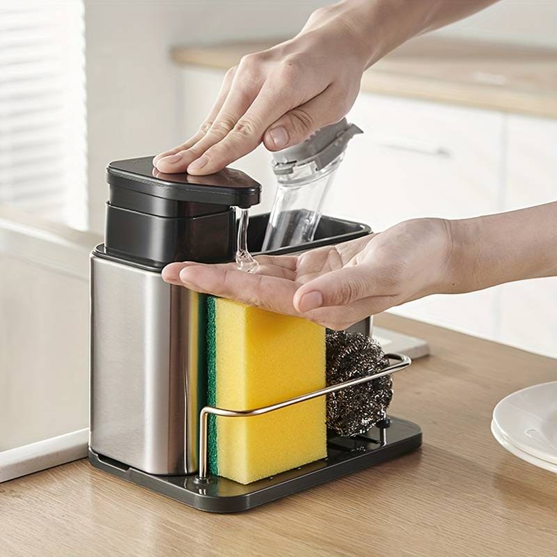 Kitchen Sink Cutlery Holder, Stainless Steel Flatware Organizer, Kitchen Utensils Cutlery Caddy Counter, Multifunctional Kitchen Sink Washing Sponge Storage Rack, Chopstick Cage with Water Outlet Tray