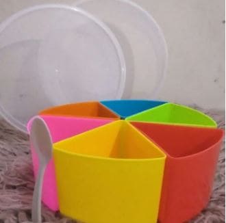 Sweety Portion Box, Six Cell Spice Organizer, Transparent Plastic Storage Box, Multi Compartment Adjustable Container, Multipurpose Storage Box