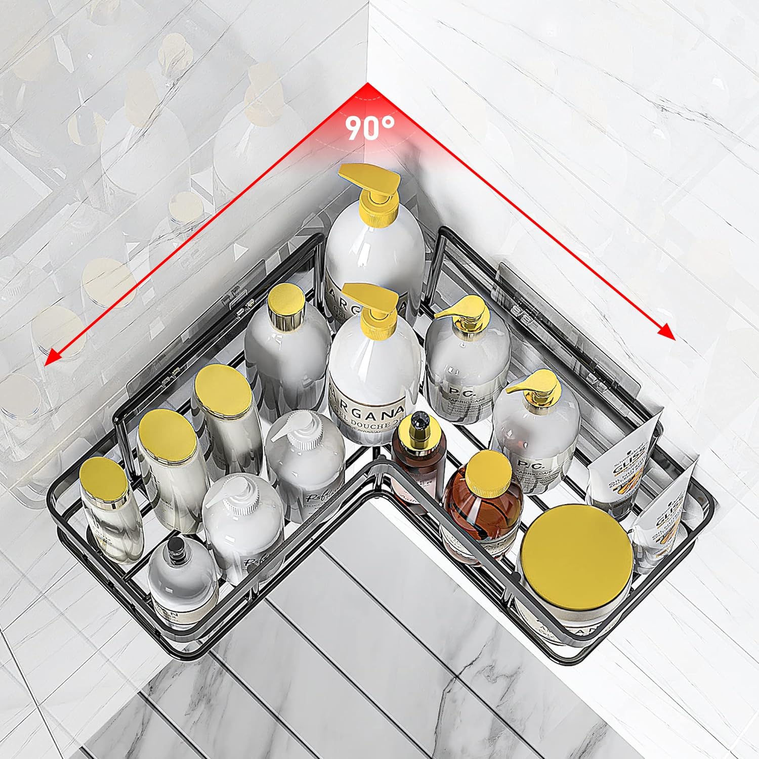 Set Of 5 Mesh Shower Shelves, Multipurpose Wall Storage Racks, Stainless Steel Bathroom Corner Baskets, Shower Basket for Hanging, Shampoo, Shower Gel, Soap Holder