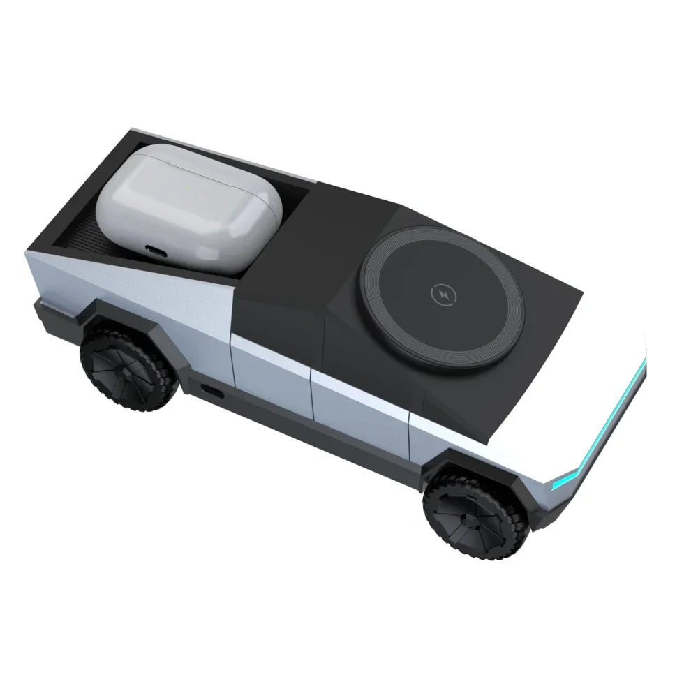Desktop Cybertruck 3 in 1 Magnetic Fast Wireless Charger.