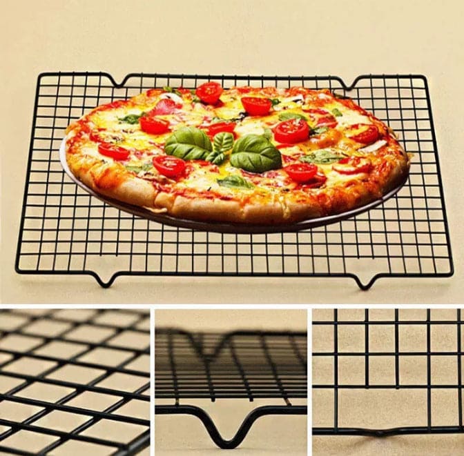Stainless Steel Wire Grid Cooling Tray, Non Stick Food Rack, Kitchen Baking Pizza Bread Biscuit Holder Shelf, Baking Pan and Cooling Rack