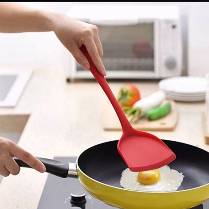 Multifunctional Non-Stick Silicone Spatula, Egg Fish Frying Pan Scoop, Fried Showel Cooking Utensil, Heat Resistant Silicone Spatula