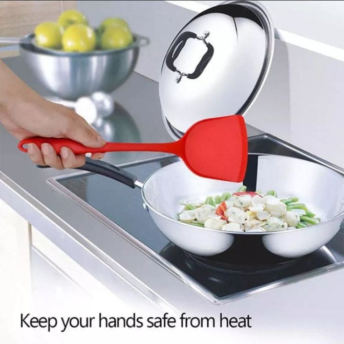 Multifunctional Non-Stick Silicone Spatula, Egg Fish Frying Pan Scoop, Fried Showel Cooking Utensil, Heat Resistant Silicone Spatula