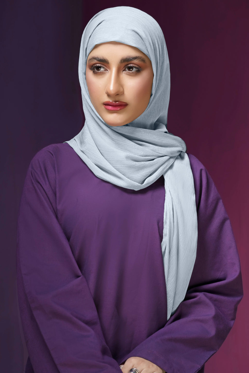 Crinkle Zari Chiffon - Sky