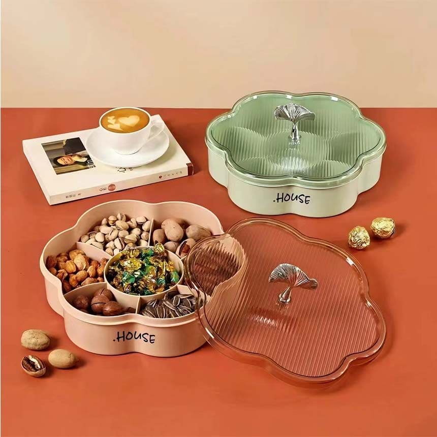 Fish Tail Candy Box, 7 Compartment Flower Dried Fruit Box, Multifunctional Food Container, Candy And Nut Serving Container, Appetizer Tray with Lid