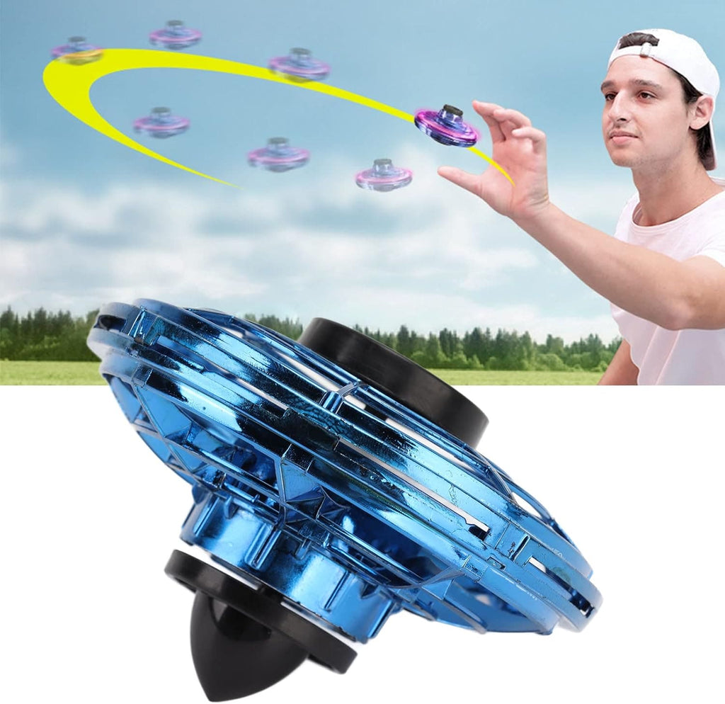 Fly Spinning Top, Flying Orbit Ball, Mini Flying UFO Toys with Spinning LED Lights, Hover Boomerang UFO Flying Hand Toy, LED 360° Mini Drone, Hand Operated Flying Spinner, Fingertip Gyro Decompression Flying Toy for Kids Adults