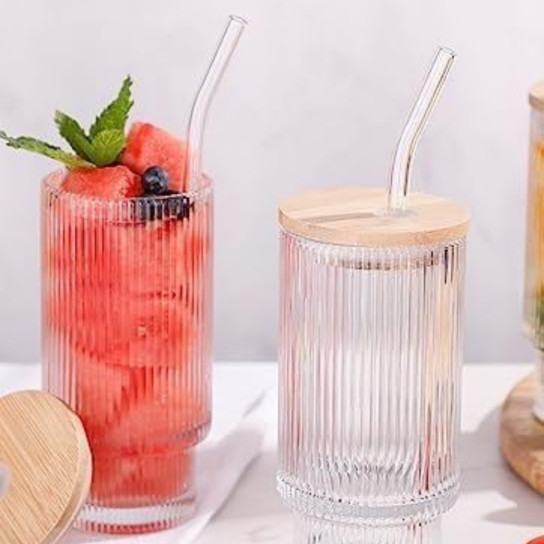 Pack of 4 Spill Proof Glass Coffee Tumbler Mug