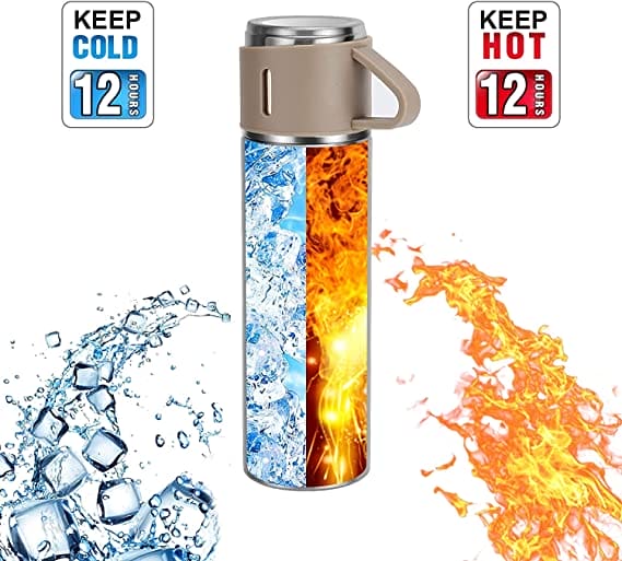 Vacuum Flask Mug Set, Stainless Steel Vacuum Flask Tumbler For Coffee Hot Water, Business Thermoses Mug, Double Layer Vacuum Insulated Flask Tumbler, Thermal Water Bottle, Leaf Proof Travel Mug, Trip Water Bottle For Car, 500Ml Bullet Thermos Bottle