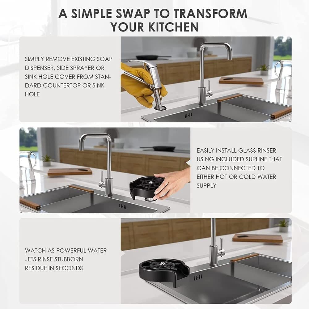Automatic Cup Washer, Faucet Glass Cleaner For Kitchen Sink.