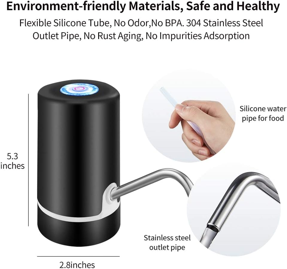 Double Pump Water Dispenser, Portable Intake Water Dispenser, Universal Pumping Artifact Bucket,  Electric Rechargeable Low Noise Water Bottle Dispenser, Simple Drinking Water Bottle Pump