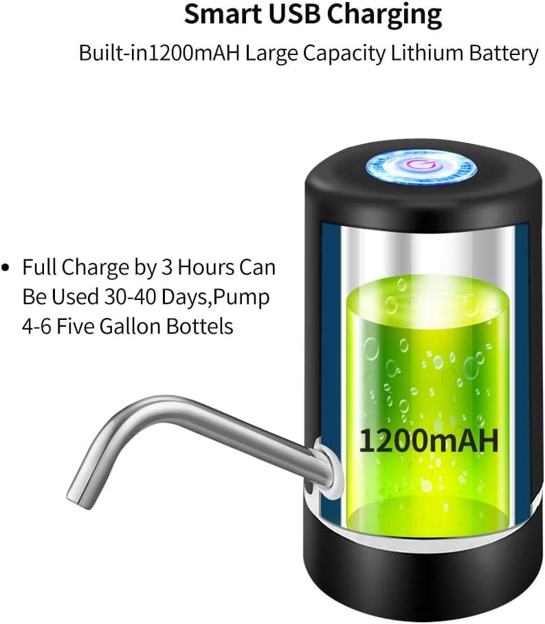 Double Pump Water Dispenser, Portable Intake Water Dispenser, Universal Pumping Artifact Bucket,  Electric Rechargeable Low Noise Water Bottle Dispenser, Simple Drinking Water Bottle Pump