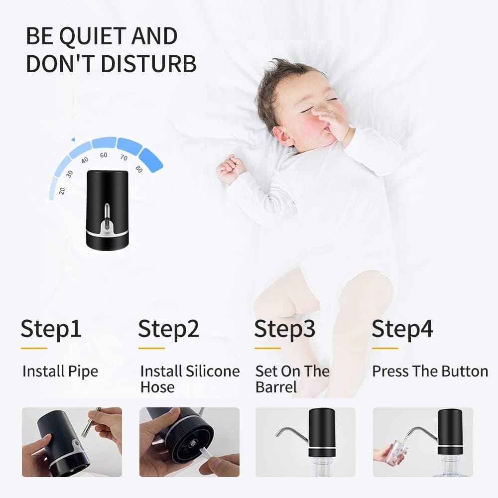 Double Pump Water Dispenser, Portable Intake Water Dispenser, Universal Pumping Artifact Bucket,  Electric Rechargeable Low Noise Water Bottle Dispenser, Simple Drinking Water Bottle Pump