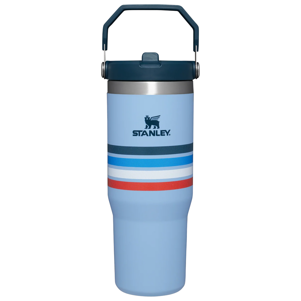 The IceFlow™ Flip Straw Tumbler | 30 OZ - Cornflower Stripe