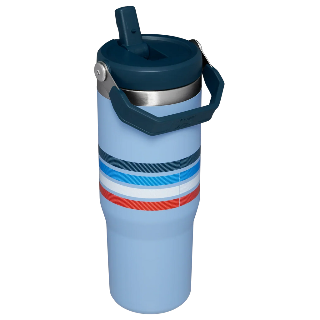 The IceFlow™ Flip Straw Tumbler | 30 OZ - Cornflower Stripe