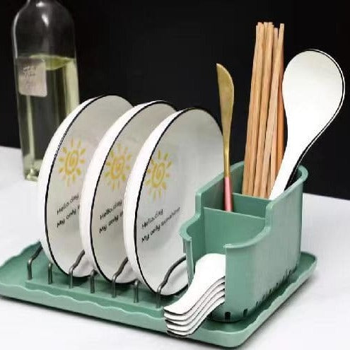 Mini Kitchen Rack, Double Shaded Spoons & Plate Holder, Kitchen Utensils Caddy Organizer, Portable Kitchen Storage Rack, Multipurpose Stackable Organizer, Dishes Cutlery Dry Rack, Kitchen Bowl Plate Tableware Rack, Dinnerware Organizer Basket