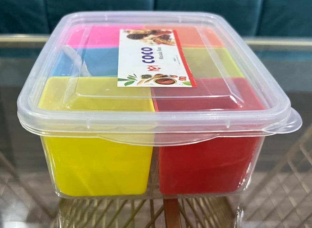 Sweety Portion Box, Six Cell Spice Organizer, Transparent Plastic Storage Box, Multi Compartment Adjustable Container, Multipurpose Storage Box