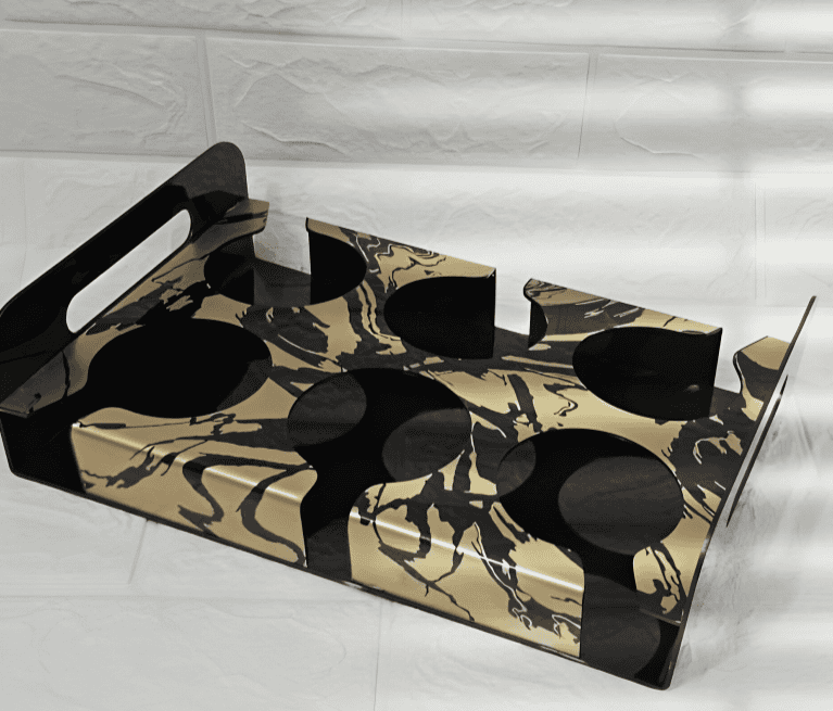 6 Slot Glass Holder Tray, Acrylic Glass Serving Tray