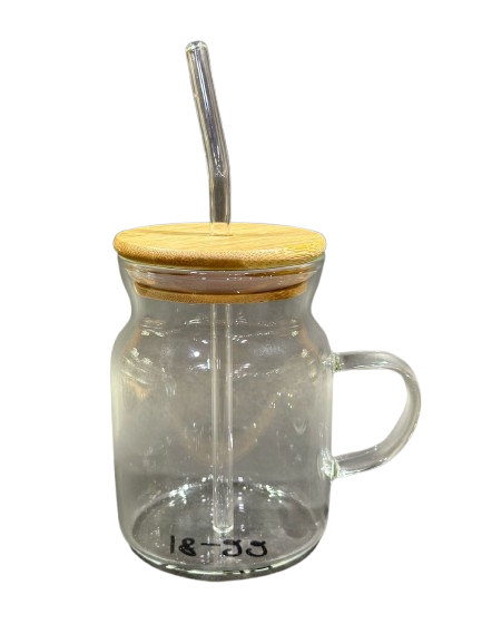 Glass Tumbler With Straw and Lid