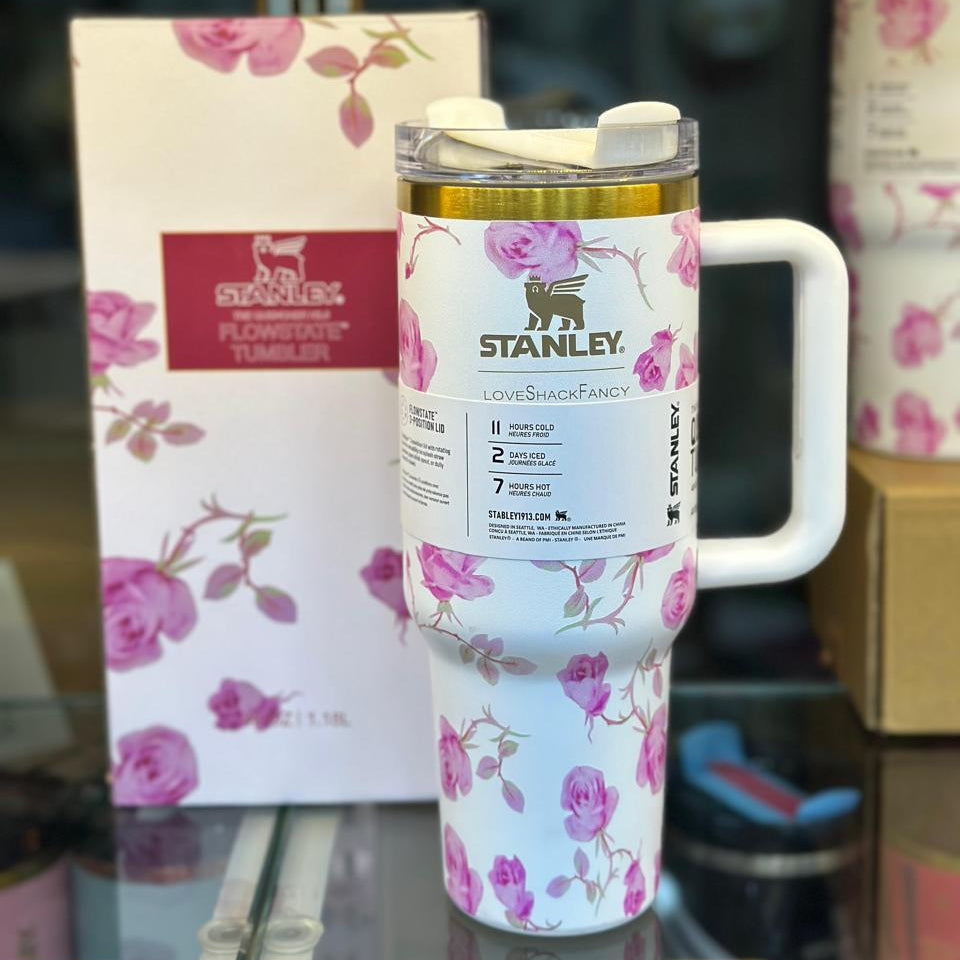 The Stanley x LoveShackFancy Quencher | 40 OZ | Ribbon Rosa | Printed Box