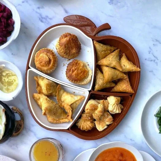 Apple Shaped Iftar Tray, 4 Compartment Food Plate, Sasuke Food Divided Serving Plate