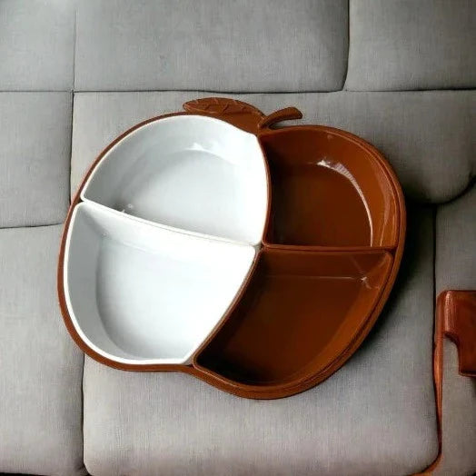 Apple Shaped Iftar Tray, 4 Compartment Food Plate, Sasuke Food Divided Serving Plate