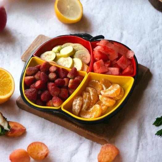 Apple Shaped Iftar Tray, 4 Compartment Food Plate, Sasuke Food Divided Serving Plate