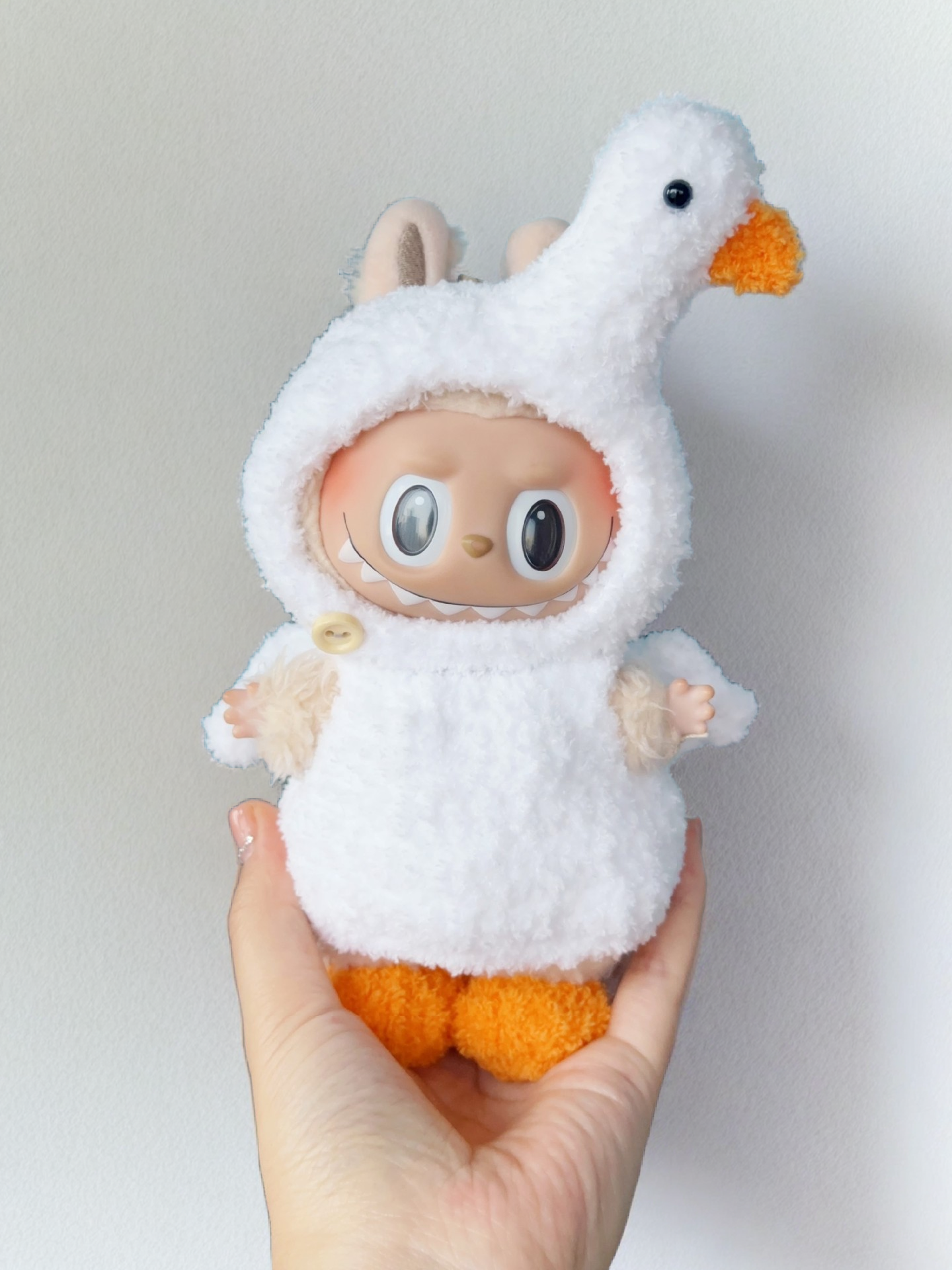 Labubu Duckling Hoodie Outfit Set - White Hooded Costume (17cm)