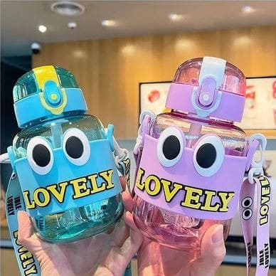 Lovely Kids Water Thermos, Kids School Bottle, 500ml Cartoon Water Container With Strap,  Cute Water Bottle Drinking With Straw Cup, Portable Leak Proof Straw Water Bottle