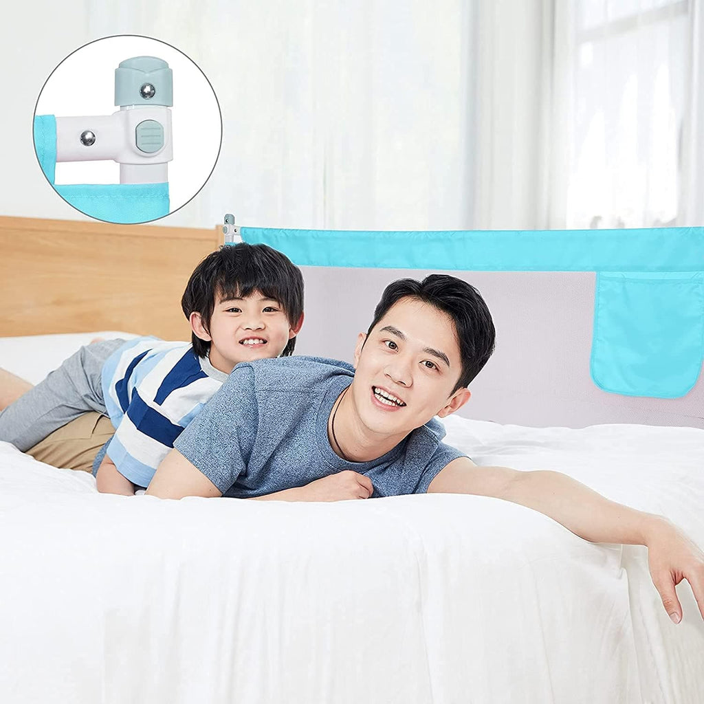 Children Bed Barrier, Baby Bed Safety Guard, Fence Guardrail Security, Foldable Baby Bed Fencing Gate, Crib Adjustable Safety Kids Rails, Safety Protection Guard Beige for Toddler, Up & Down Falling Protector Bed Rails for Kids