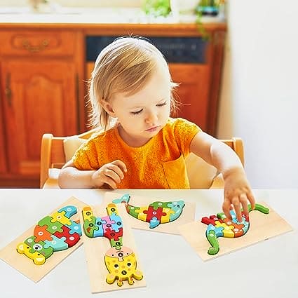 Jigsaw 3D Puzzle Set, Animal Cartoon 3D Puzzle Toys, Blocks Matching Toys, Hand Grip Plate Toddler Toys, Montessori Wooden Puzzles For Children, Kids Educational Learning Jigsaw Puzzle