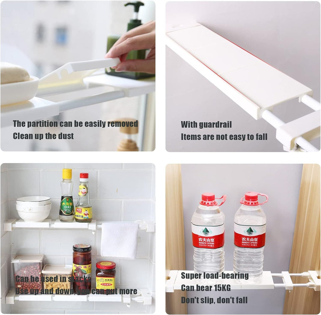 Telescopic Rod Rack, Adjustable Closet Storage Shelve, Wall Mounted Partition Separator Board, Window Sill Retractable Storage Rack, Multipurpose Shelves Cabinet Holder, Retractable Gap Storage Rack