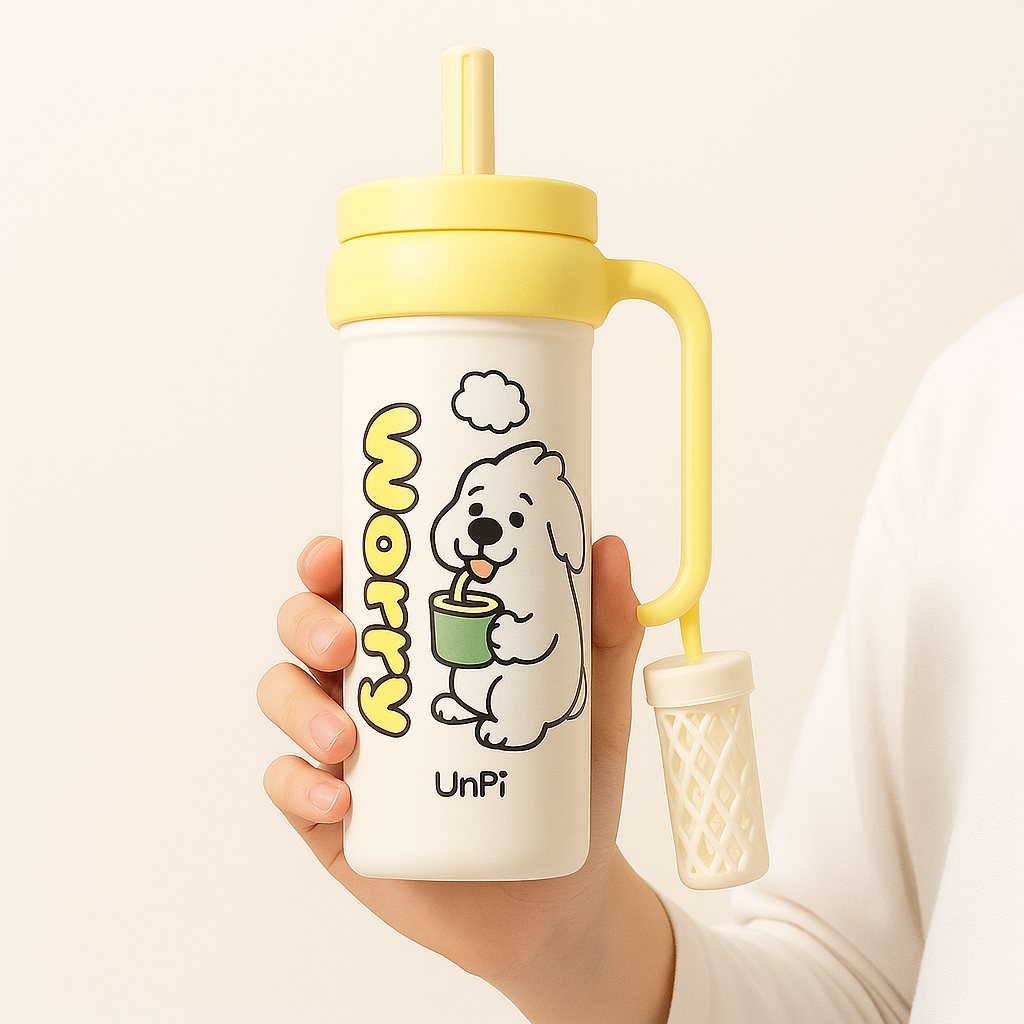 Kids Cartoon Handle Straw Bottle – 700ml
