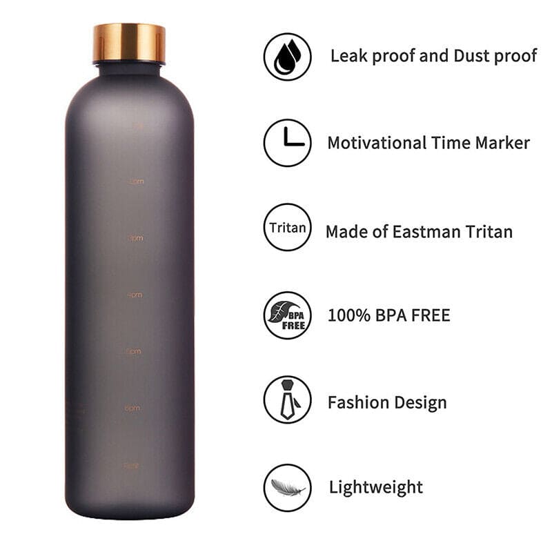 1L Time Marker Water Bottle, Motivational Water Bottle With Time Markings, Sports Water Bottle for Outdoor Activities