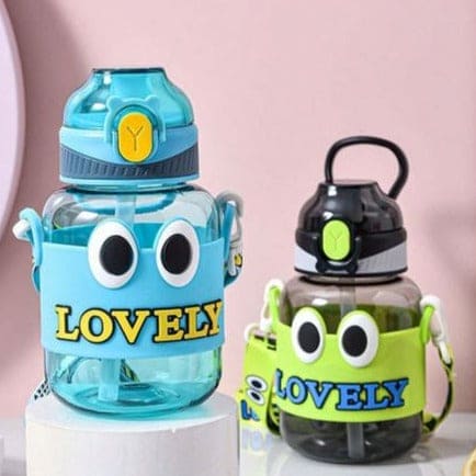 Lovely Kids Water Thermos, Kids School Bottle, 500ml Cartoon Water Container With Strap,  Cute Water Bottle Drinking With Straw Cup, Portable Leak Proof Straw Water Bottle