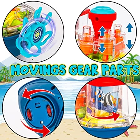 Gear Land Ship, Musical Toy Boat with Colorful Light, Transparent Rotatable Concept Boat.