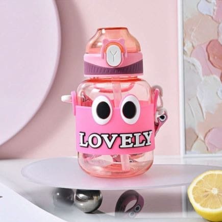Lovely Kids Water Thermos, Kids School Bottle, 500ml Cartoon Water Container With Strap,  Cute Water Bottle Drinking With Straw Cup, Portable Leak Proof Straw Water Bottle