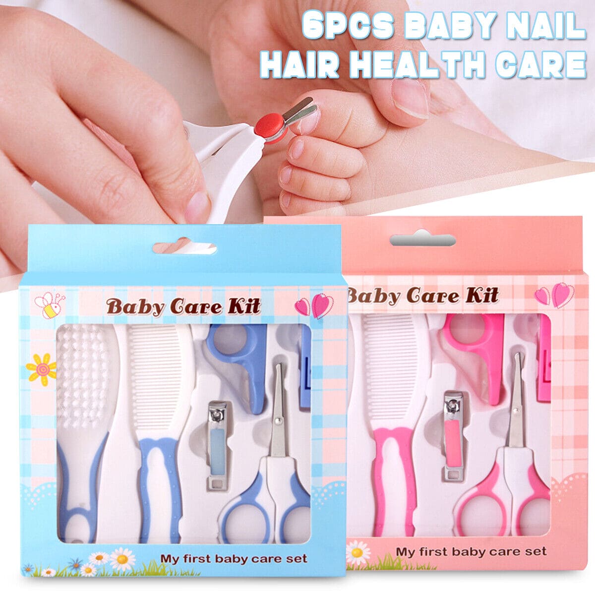 Set Of 6 Baby Grooming Kit, Portable Baby Care Kit, Nursery Kid Grooming Set, Manicure and Pedicure Accessories for New Born Babies Toddler
