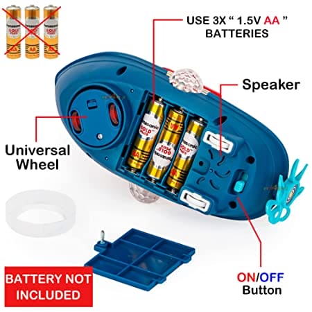 Gear Land Ship, Musical Toy Boat with Colorful Light, Transparent Rotatable Concept Boat.