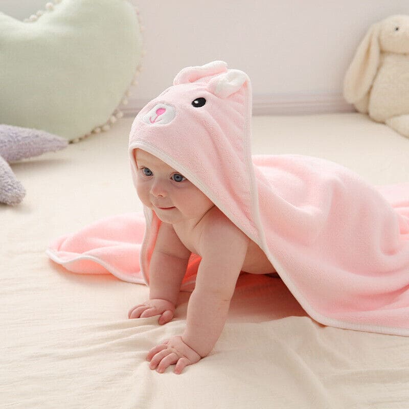 Baby Bathrobe Flannel Cloak, Cartoon Soft Hooded Spa Robe Bath Towel, Newborn Cover Up Hoodie Blanket, Little Angel Warm Sleeping Swaddle Wrap, Ultra Absorbent Toddler Bath Shower Towel