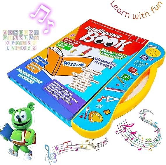 Kids Intelligence Book, English Learning Computer Machine, Kids Study Voice Electronic Book, Smart Baby Language E Book, Kids Intelligence Book Sound Book for Children, English Letters & Words Learning Book, Fun Educational Toys