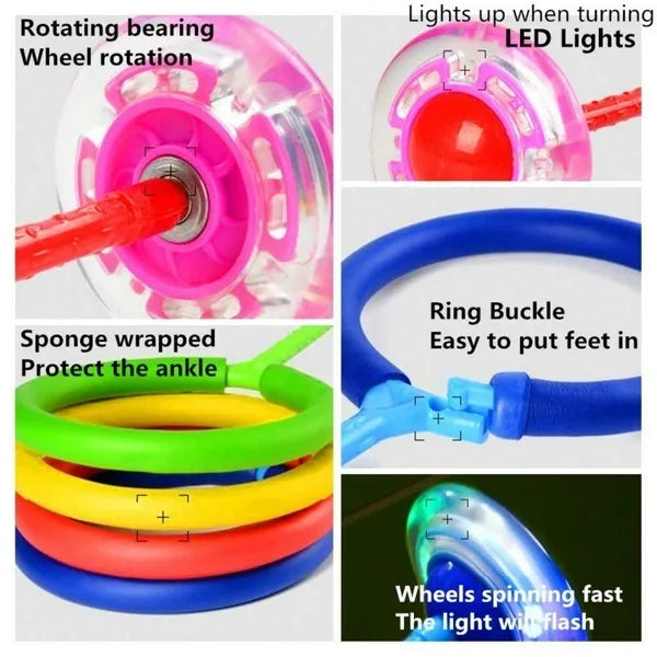 Foot Flashing Ankle Jumping Rope Ball, Glowing Bouncing Fitness Sports Swing Ball, Flash Jumping Bouncing Ball, Children Skip It Ball, Skipping Rope Swing Ball, Foldable Ankle Skip Ball