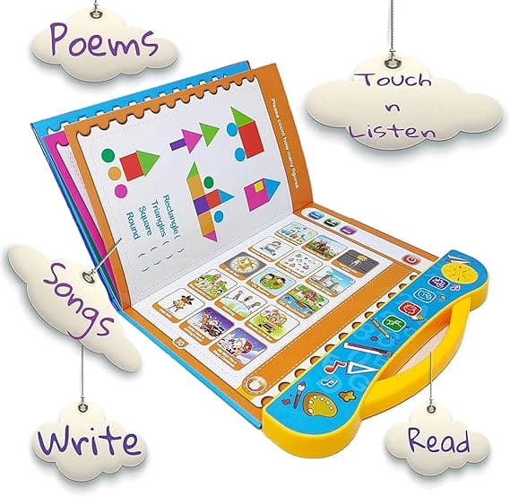Kids Intelligence Book, English Learning Computer Machine, Kids Study Voice Electronic Book, Smart Baby Language E Book, Kids Intelligence Book Sound Book for Children, English Letters & Words Learning Book, Fun Educational Toys