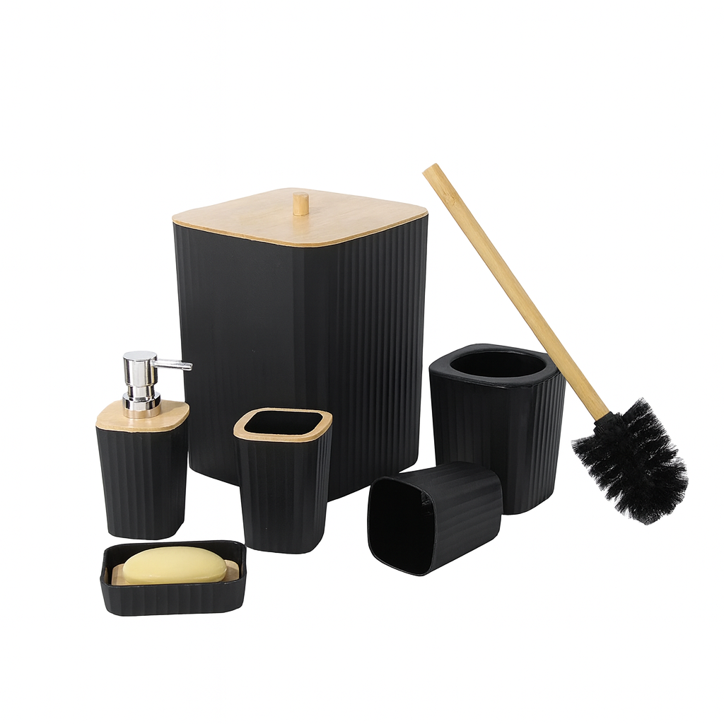 Premium Quality 6Pcs Bathroom Set - Black