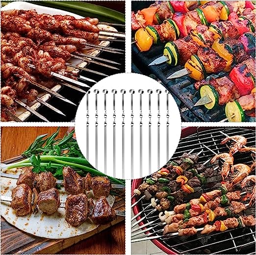 Set Of 5 Reusable BBQ Skewers, Roasting Needle Roasting Tool Brochettes Tong, Kabab Skewers Stick For Outdoor, Picnic Skewers