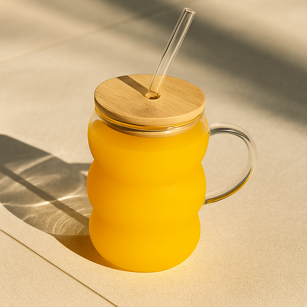 Transparent Bubble Glass Mug with Straw