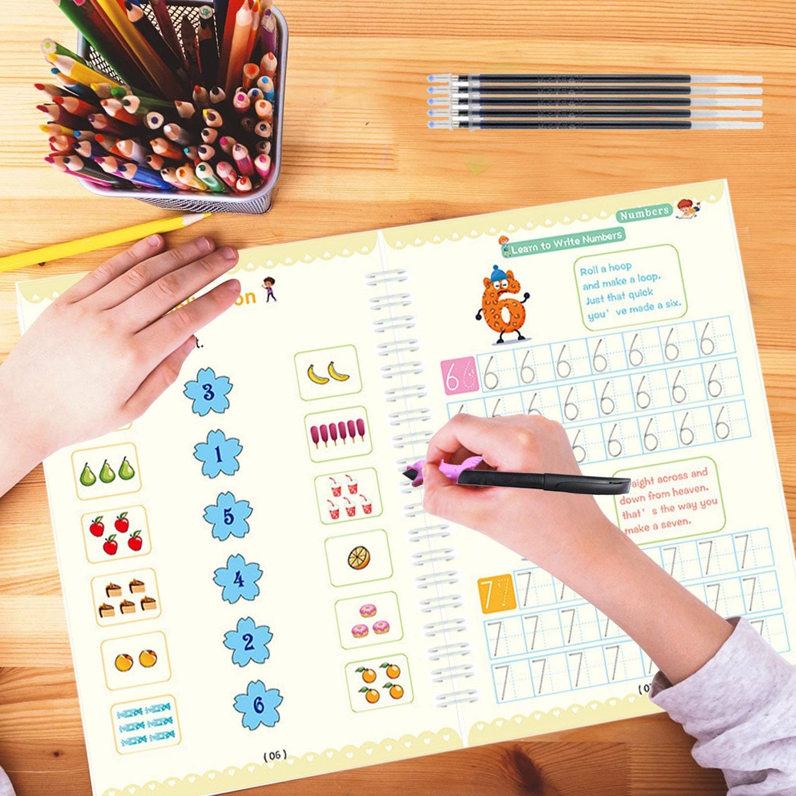 Set of 4 Child Learning Book, Writing Practice Copy Books.