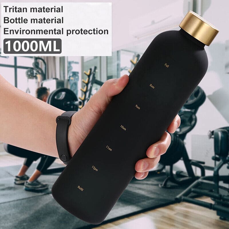 1L Time Marker Water Bottle, Motivational Water Bottle With Time Markings, Sports Water Bottle for Outdoor Activities