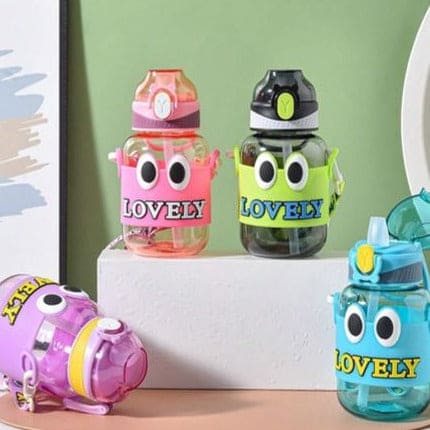 Lovely Kids Water Thermos, Kids School Bottle, 500ml Cartoon Water Container With Strap,  Cute Water Bottle Drinking With Straw Cup, Portable Leak Proof Straw Water Bottle