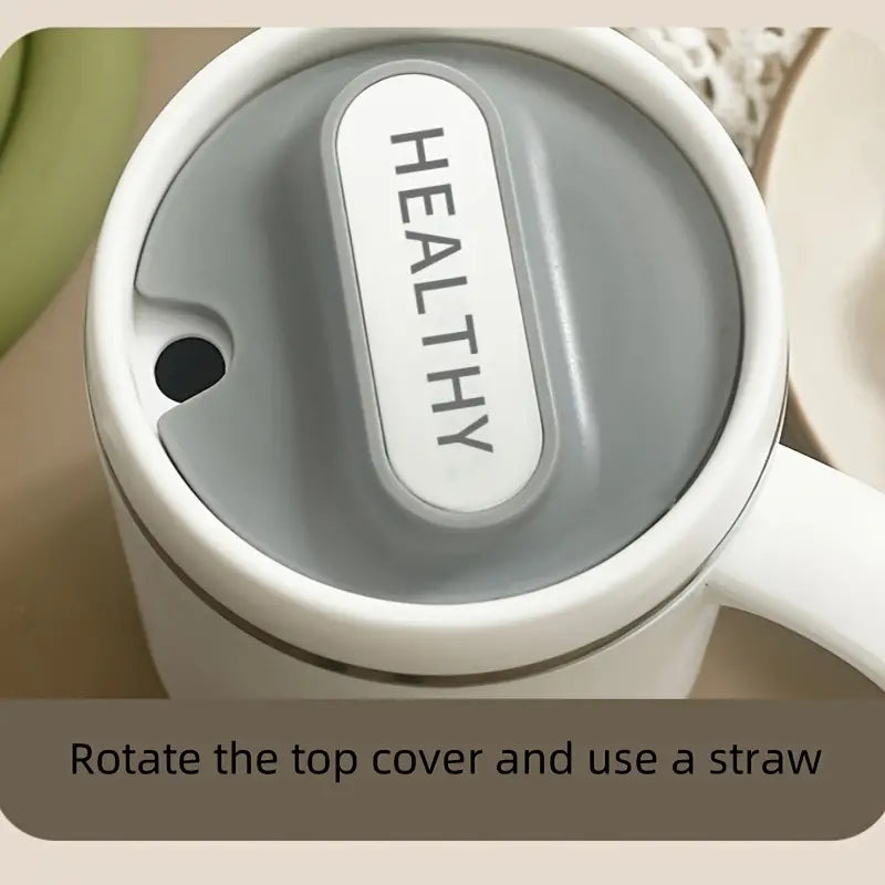 500ml Travel Carry Mug With Handle, Stainless Steel Thermos with Cup Lid, Household Office Insulated Mug, Double Anti-scald Thermal Mug, Large Capacity Beverage Cup, Home Office Coffee Mug, Coffee Milk Juice Mug with Straws &Lids Kitchen Drinkware